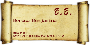 Borcsa Benjamina névjegykártya